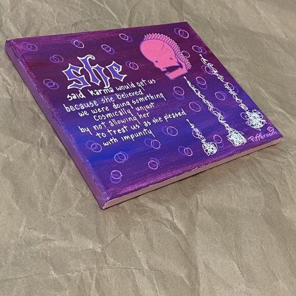 Original SHE cute skull truism poetry painting - Picture 2 of 2